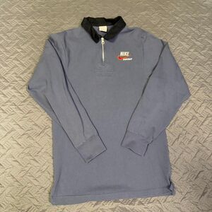 Nike Sportswear Rugby Style Heavy Polo Shirt Blue 1/4 Zip Men's Fits size small